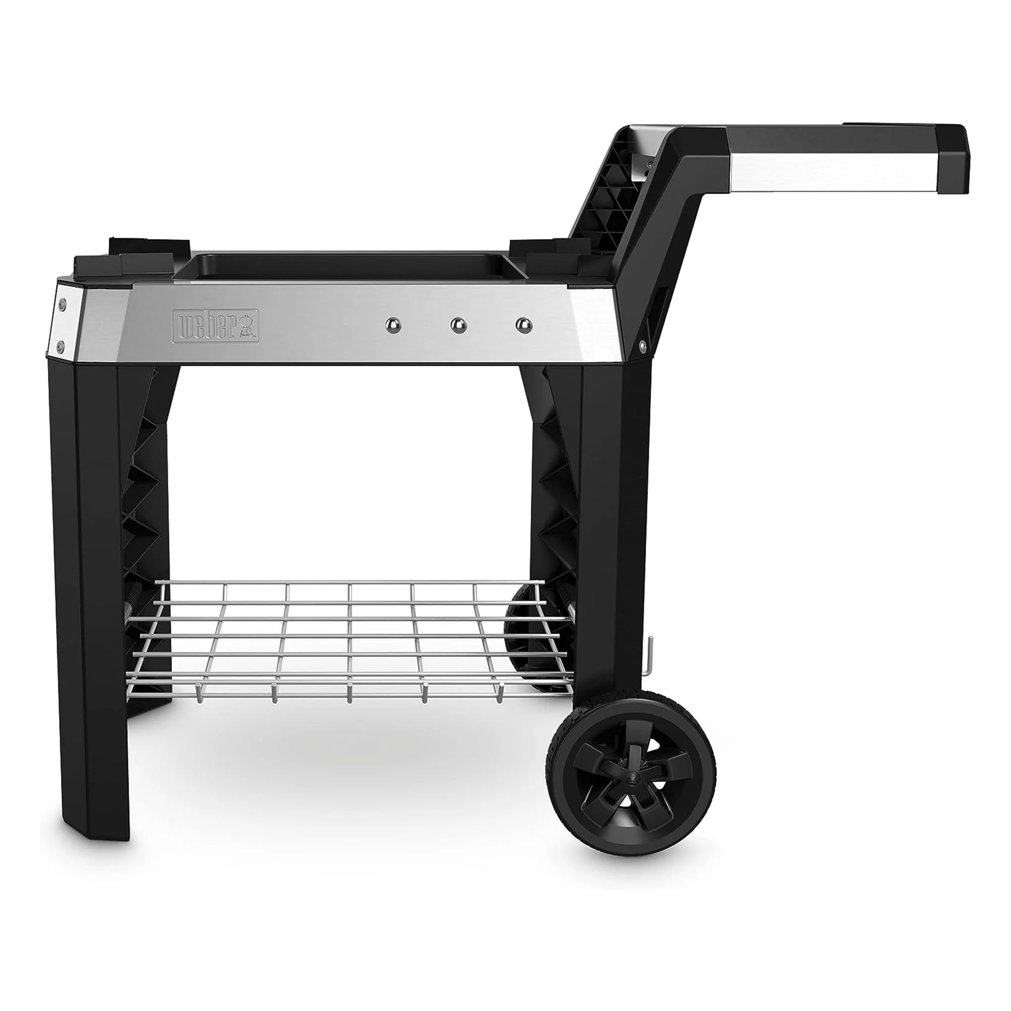 Weber Pulse 200 Electric Grill Rolling Cart with Foldable Side Table, Black - Image 2