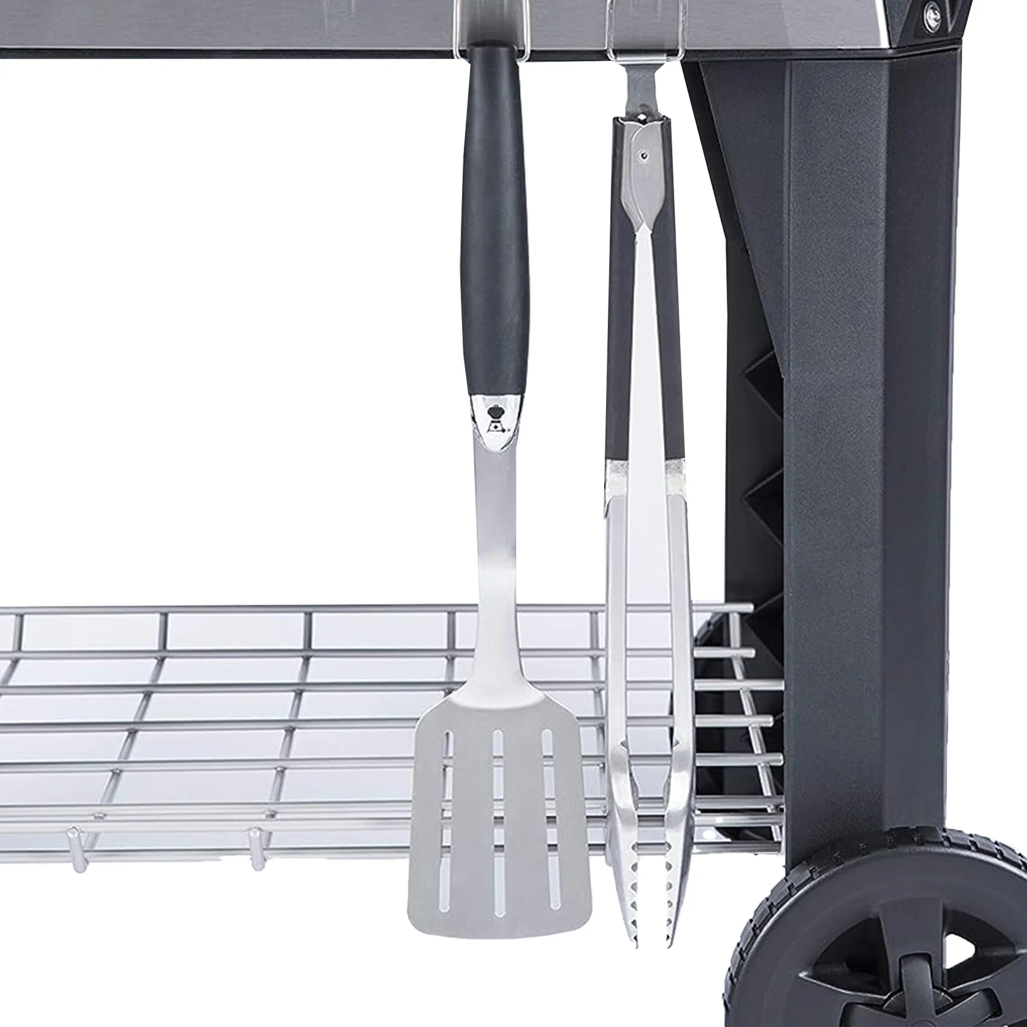 Weber Pulse 200 Electric Grill Rolling Cart with Foldable Side Table, Black - Image 7