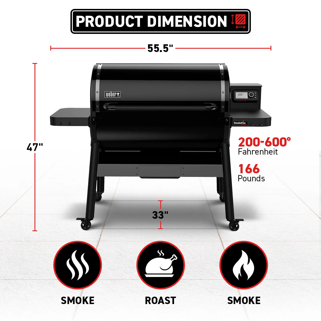 Weber SmokeFire Sear Plus ELX6 Wood Fired Pellet Smoker Grill with Side Table - Image 2
