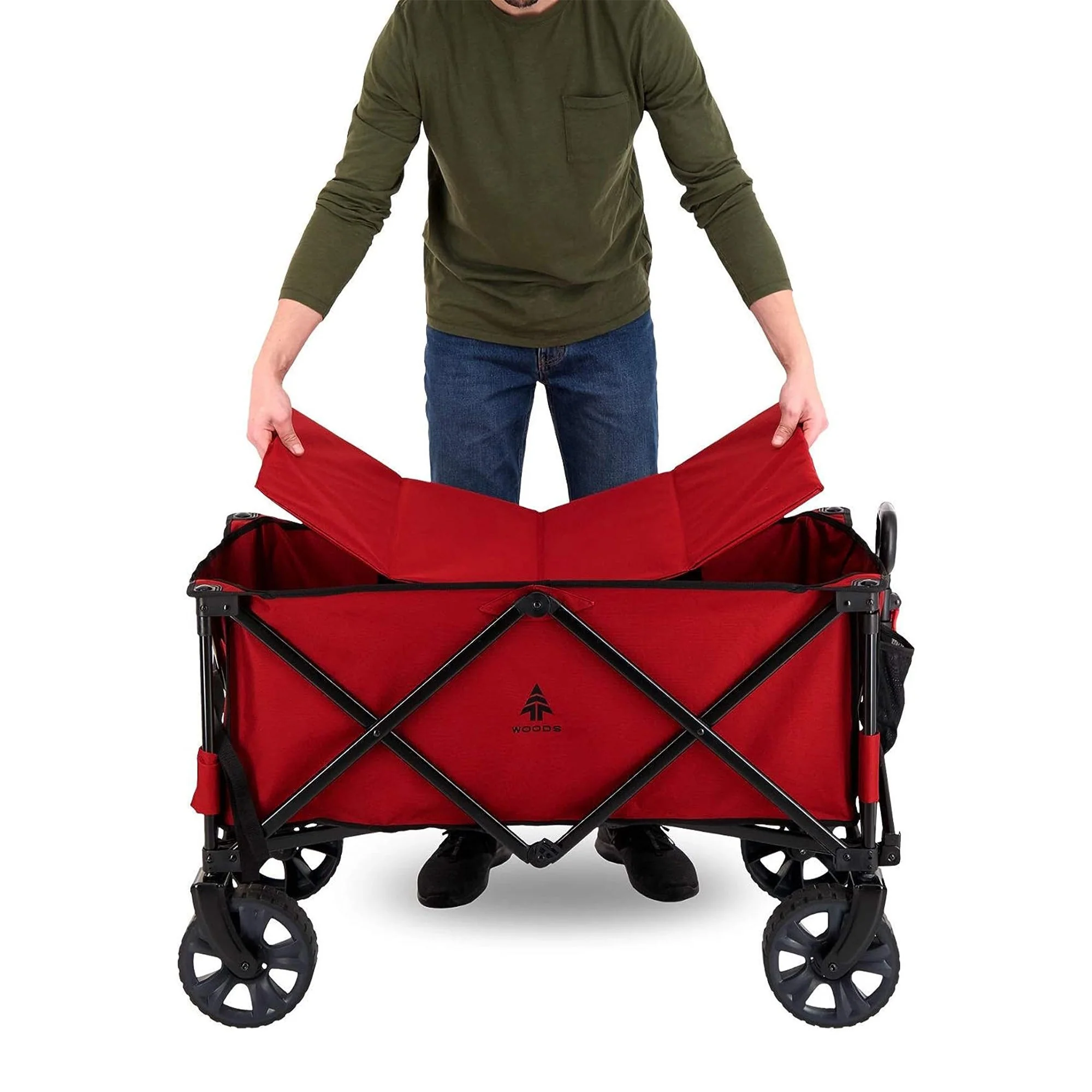Woods Outdoor Collapsible Garden Utility Wagon Cart, Supports Up to 225 Lbs, Red - Image 11