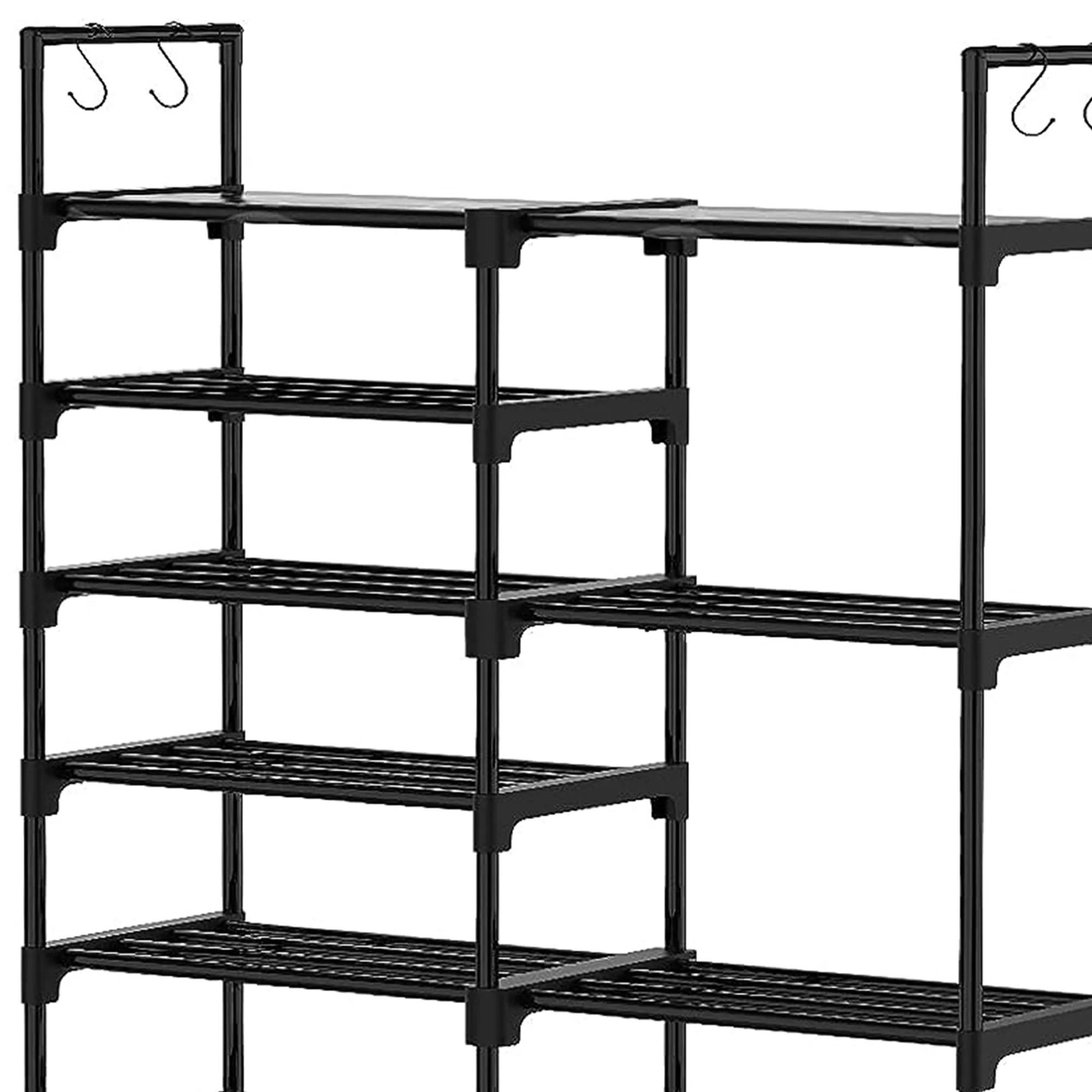 WOWLIVE 9 Tier Metal Shoe Rack, 30 to 35 Pair Shelf Storage Organizer, Black - Image 3
