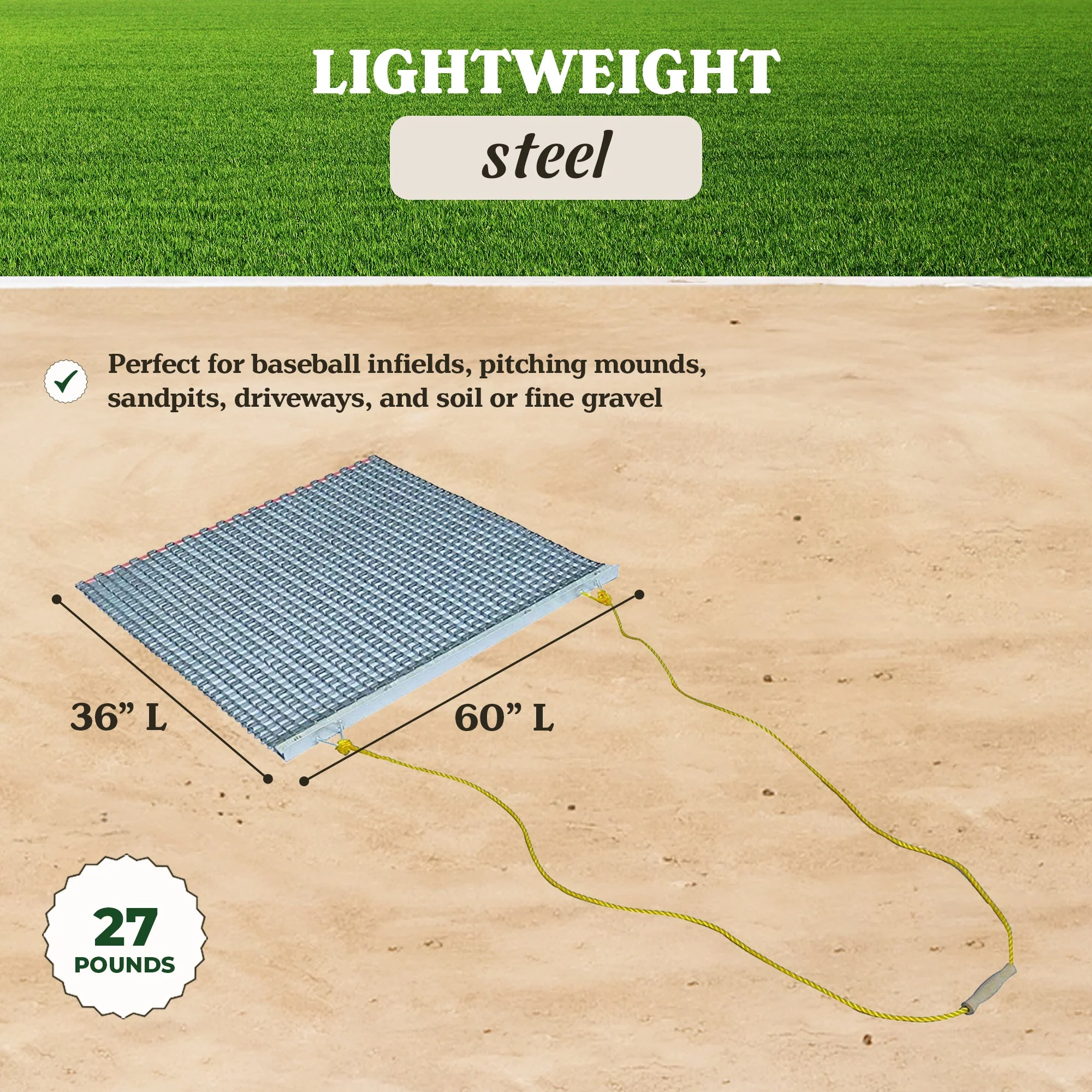 Yard Tuff 35HPDM ATV/UTV 3 x 5 Foot Zinc & Steel Field Surface Leveling Drag Mat - Image 4