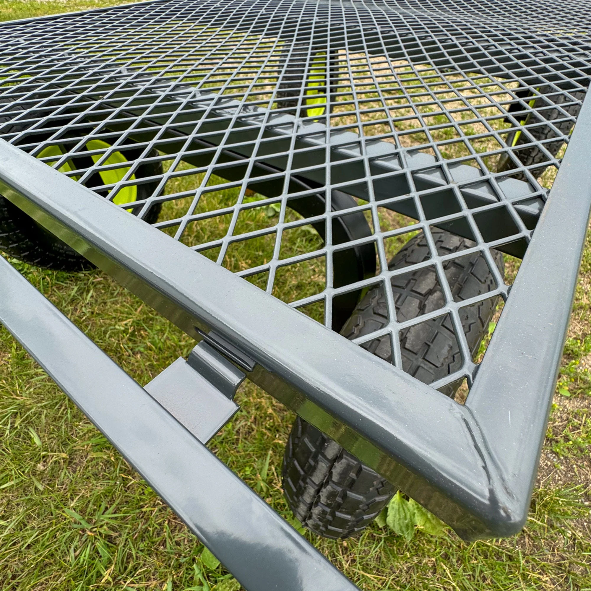 Yard Tuff Jumbo Wagon Steel Mesh Deck Utility Outdoor Yard Cart, 34 x 52 Inch - Image 12