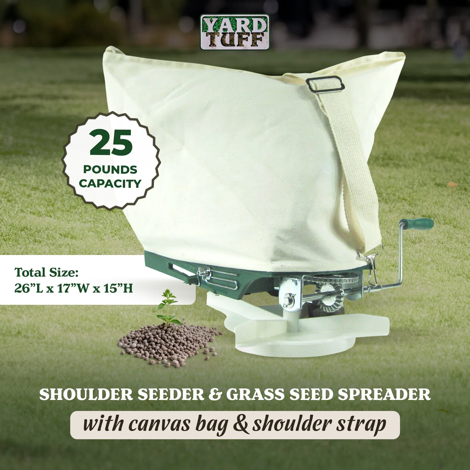 Yard Tuff YTF-25SS 25 Pound Shoulder Spreader with Canvas Bag and Shoulder Strap - Image 3
