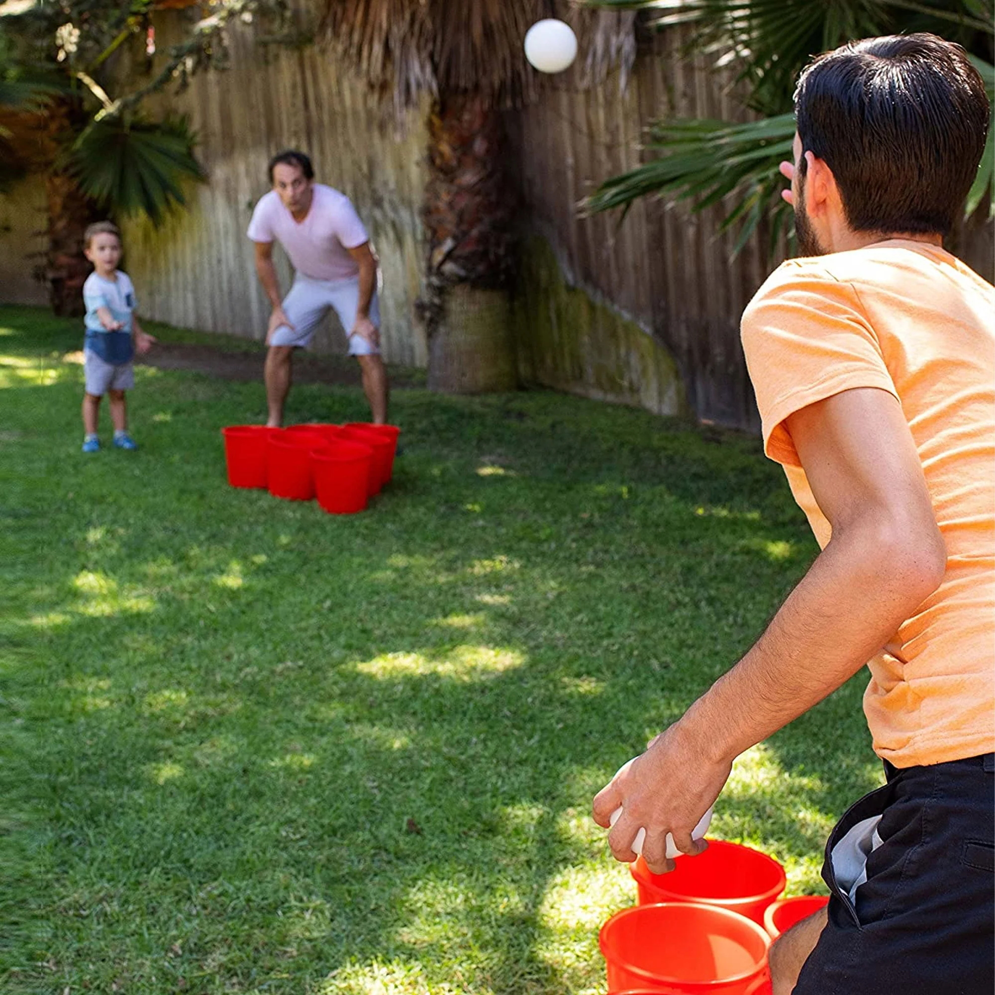 YardGames Giant Outdoor Yard Pong Activity Party Set w/ 12 Buckets & 2 Balls - Image 5